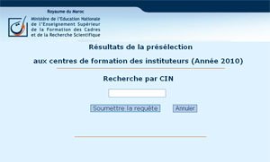 Résultat CFI 8 et 9 juillet 2010 sur www.men.gov.ma