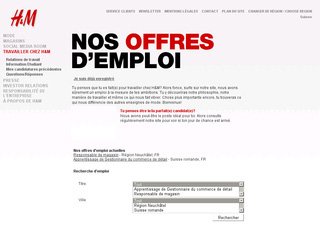 Recrutement par Hennes Mauritz (HM) en Suisse