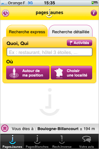 Pages Jaunes gratuit de iPhone: Application à télécharger