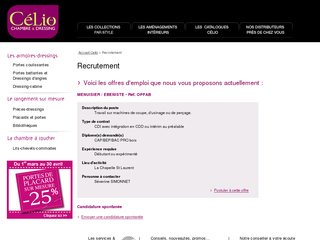Recrutement par Celio Meubles en France: Chambres et dressing