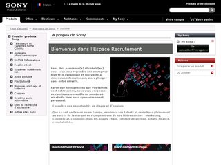 Stage et recrutement Sony en France et en Europe