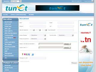 Recrutement par Tunet en Tunisie: Services internet
